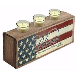 Picture of Divinity Boutique 90469 God Bless America-Blessed Wooden Votive Holder