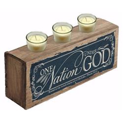 Picture of Divinity Boutique 90470 God Bless America-One Nation Wooden Votive Holder