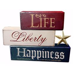 Picture of Divinity Boutique 90471 God Bless America-Life Liberty Happiness Wood Block Decor