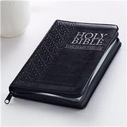 KJV Compact Bible, Black Lux Leather with Zipper