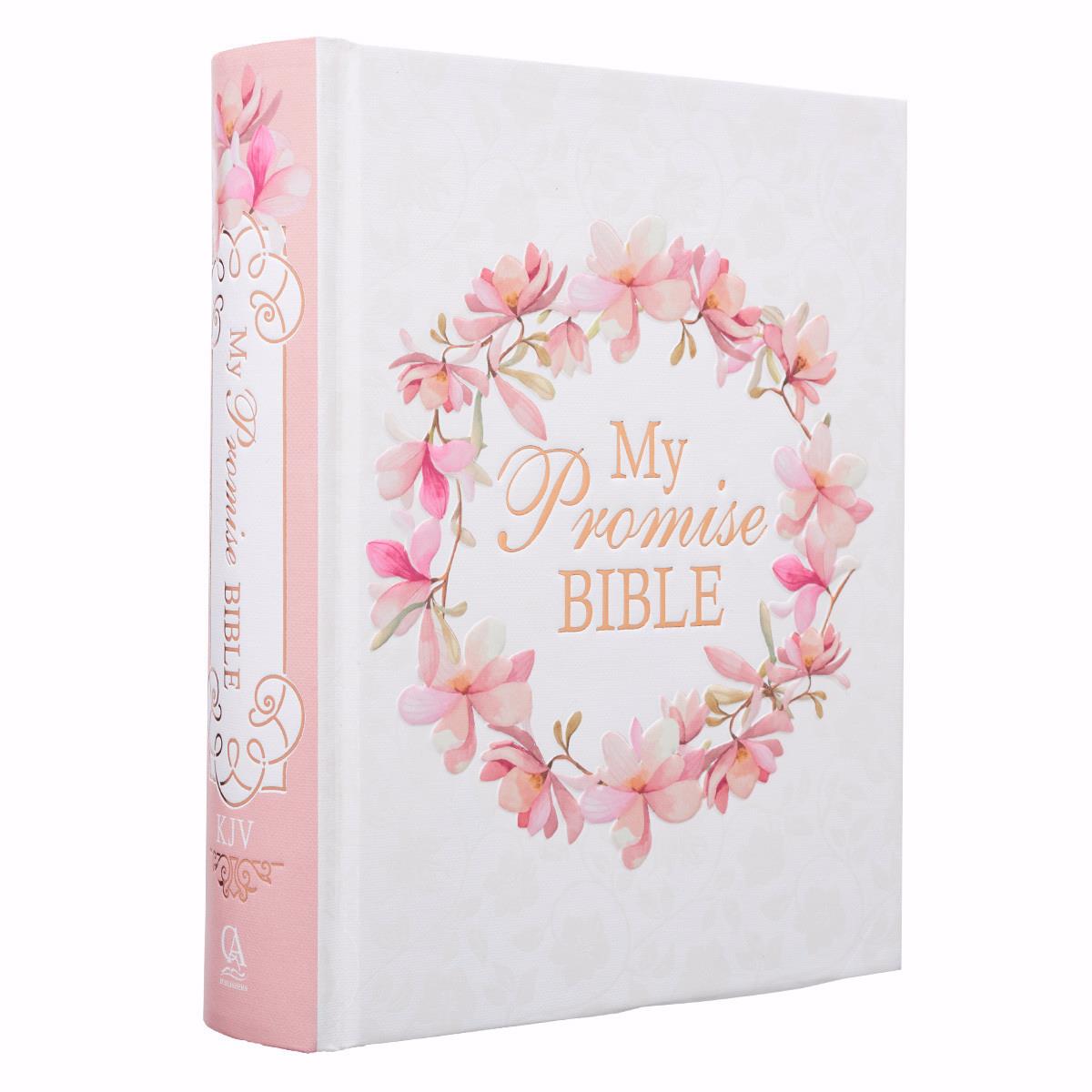 KJV My Promise Bible Large Print Hardcover, White & Pink Floral
