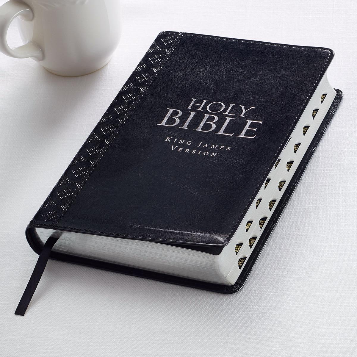 KJV Standard Size Gift Edition Bible, Black Lux Leather