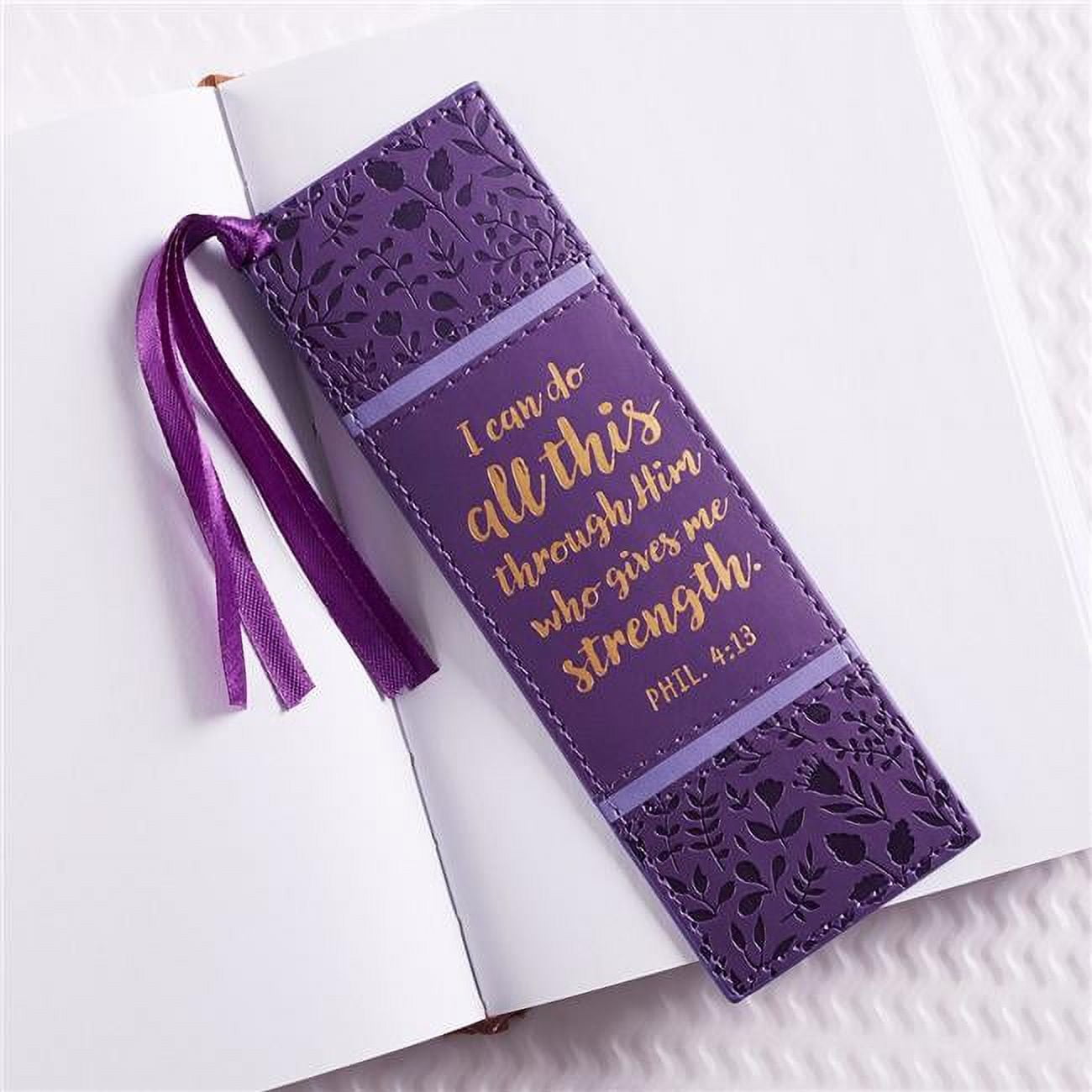 Picture of Christian Art Gifts 14036X Bookmark-Pagemarker-Positively Purple & I Can Do All This-Luxleather