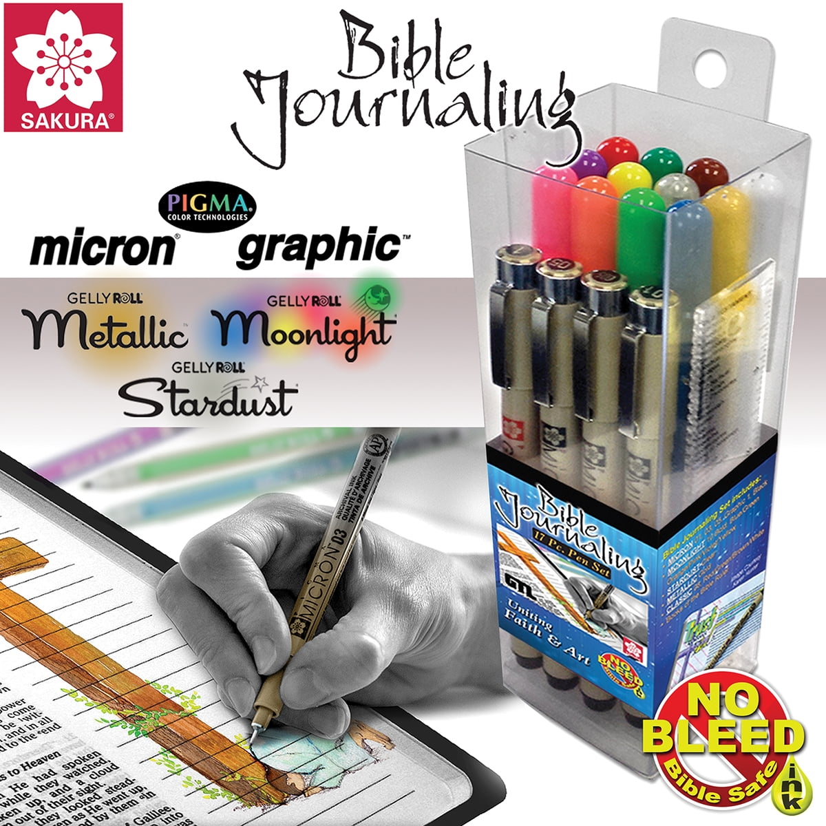 Picture of G T Luscombe 67228 Bible Journaling Pen Set - 17 Micron & Gelly Roll Pens & 5 in. Ruler