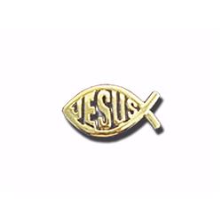 80091 Jesus Fish Lapel Pin, Gold - Pack of 6