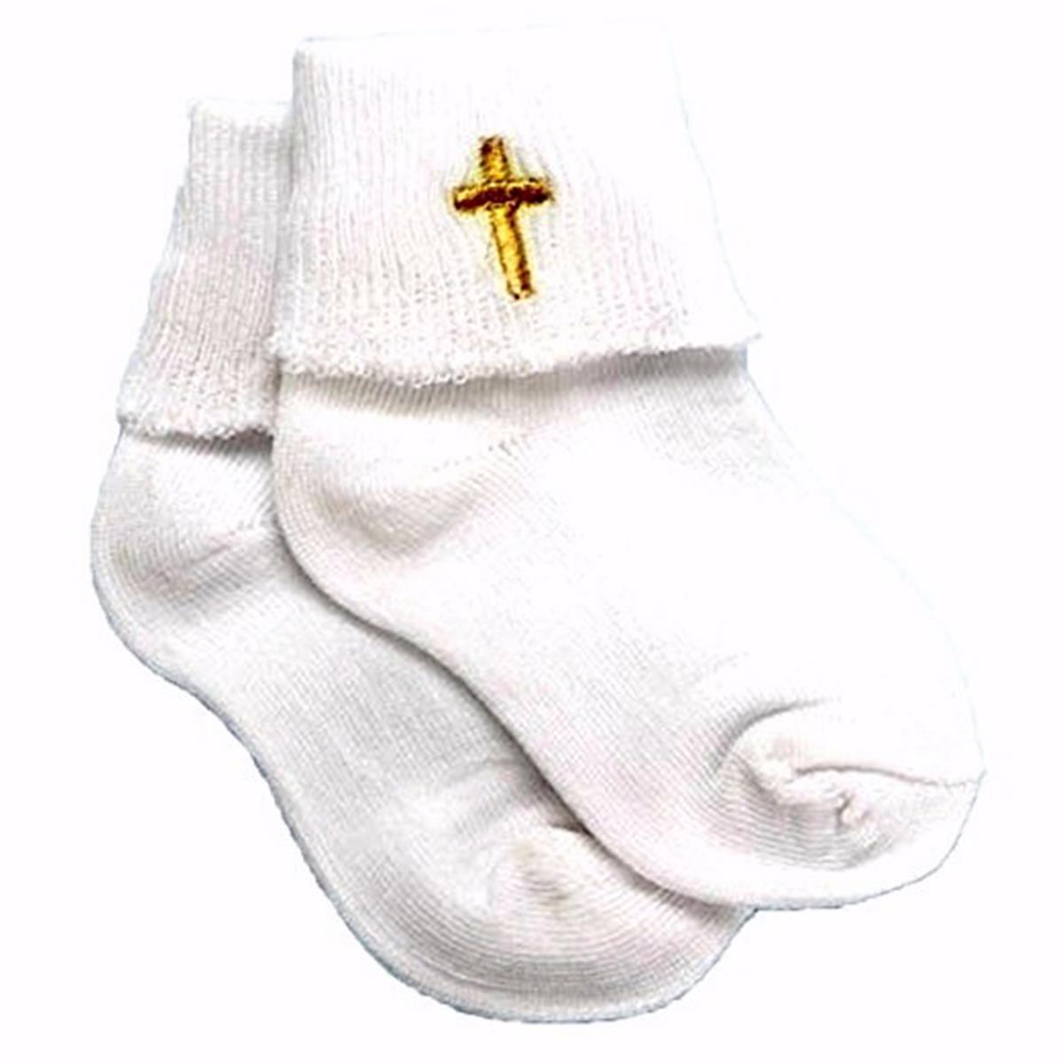 Picture of Roman 203275 4 in. Baby Baptism Socks with Embroidered Cross