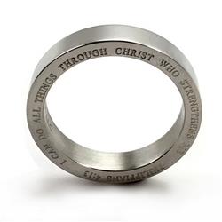 Picture of Forgiven Jewelry 199749 Philippians 4-13 Text On Side-Stainless Steel Ring - Size 6