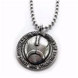 Picture of Forgiven Jewelry 199719 Pewter Football Philippians 4-13 - 30 in. Ball Chain Necklace