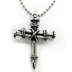 Picture of Forgiven Jewelry 199720 Large Pewter Wrap Nail Cross - 30 in. Ball Chain Necklace