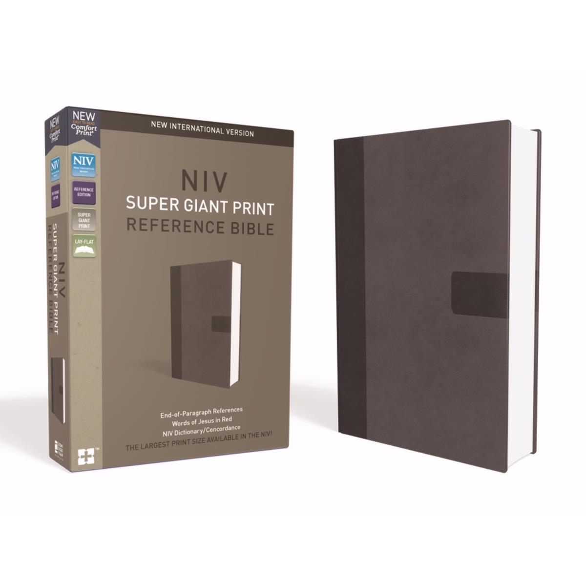 177283 NIV Super Giant Print Reference Bible - Charcoal Leathersoft Mar 2018