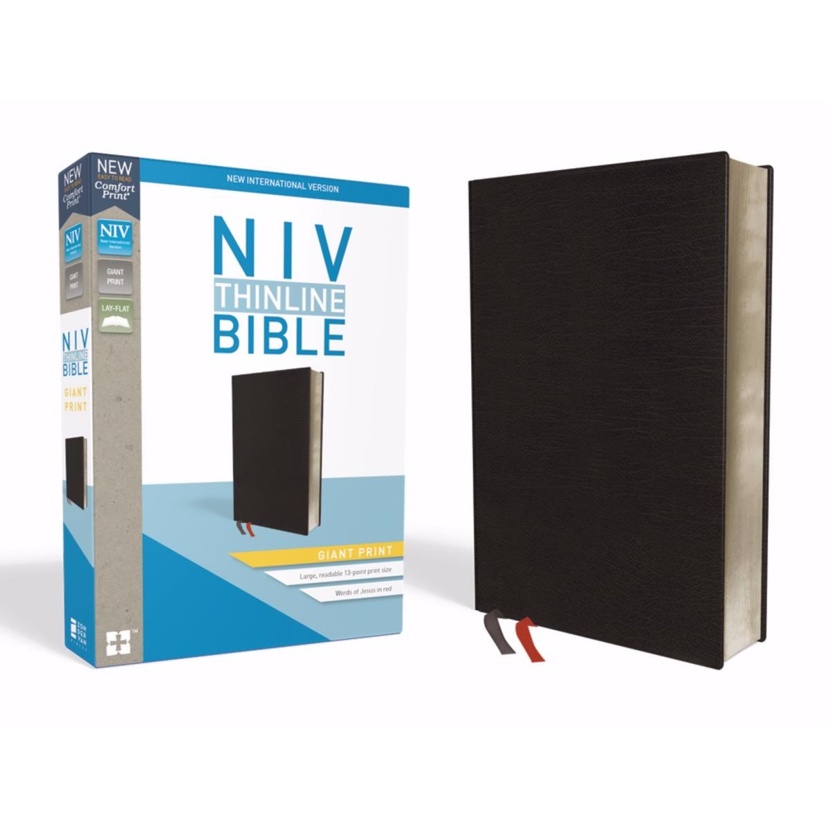 178904 NIV Thinline Bible & Giant Print Comfort Print - Black Bonded Leather