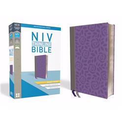NIV Thinline Bible & Giant Print Comfort Print - Gray & Purple Leathersoft
