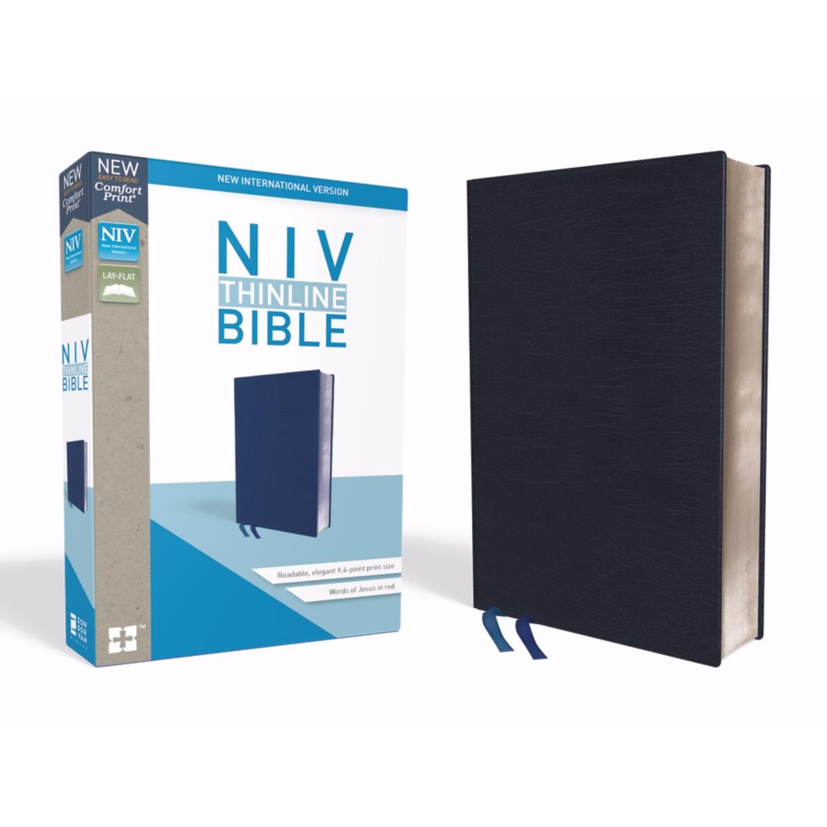 178851 NIV Thinline Bible Comfort Print - Navy Bonded Leather