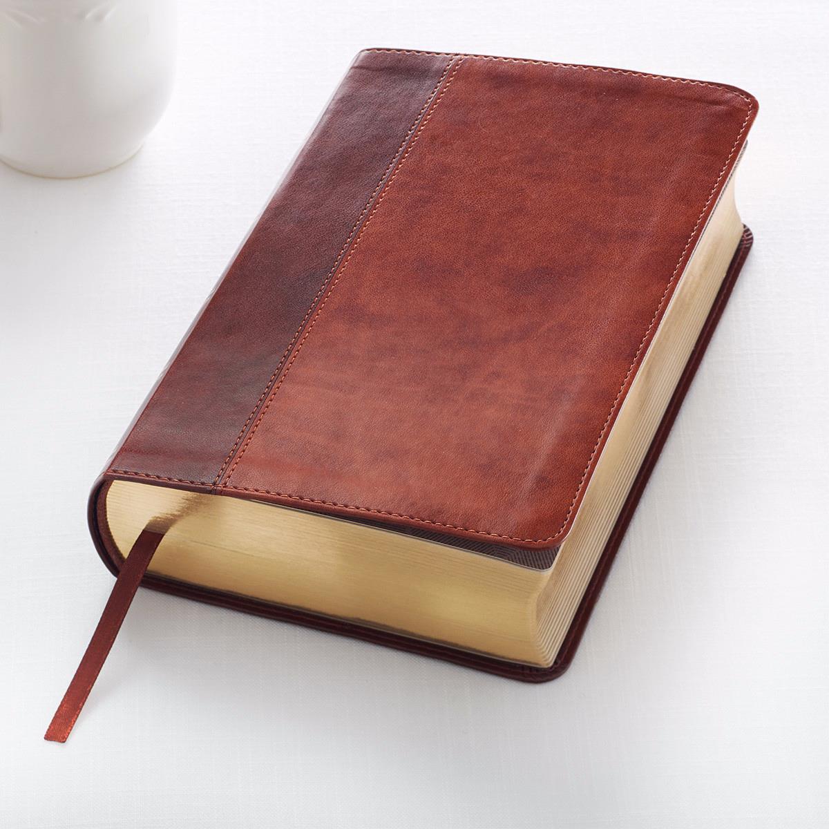 KJV Giant Print Bible - Dark Brown & Tan LuxLeather