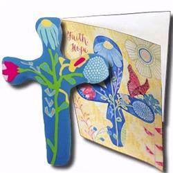 193669 5.5 in. Comforting Clay Cross with Greeting Card-Multiple Blessings, Blue