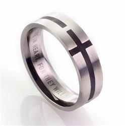 Picture of Christian Art Gifts 200699 Cross Ring for Mens&#44; Black - Size 11