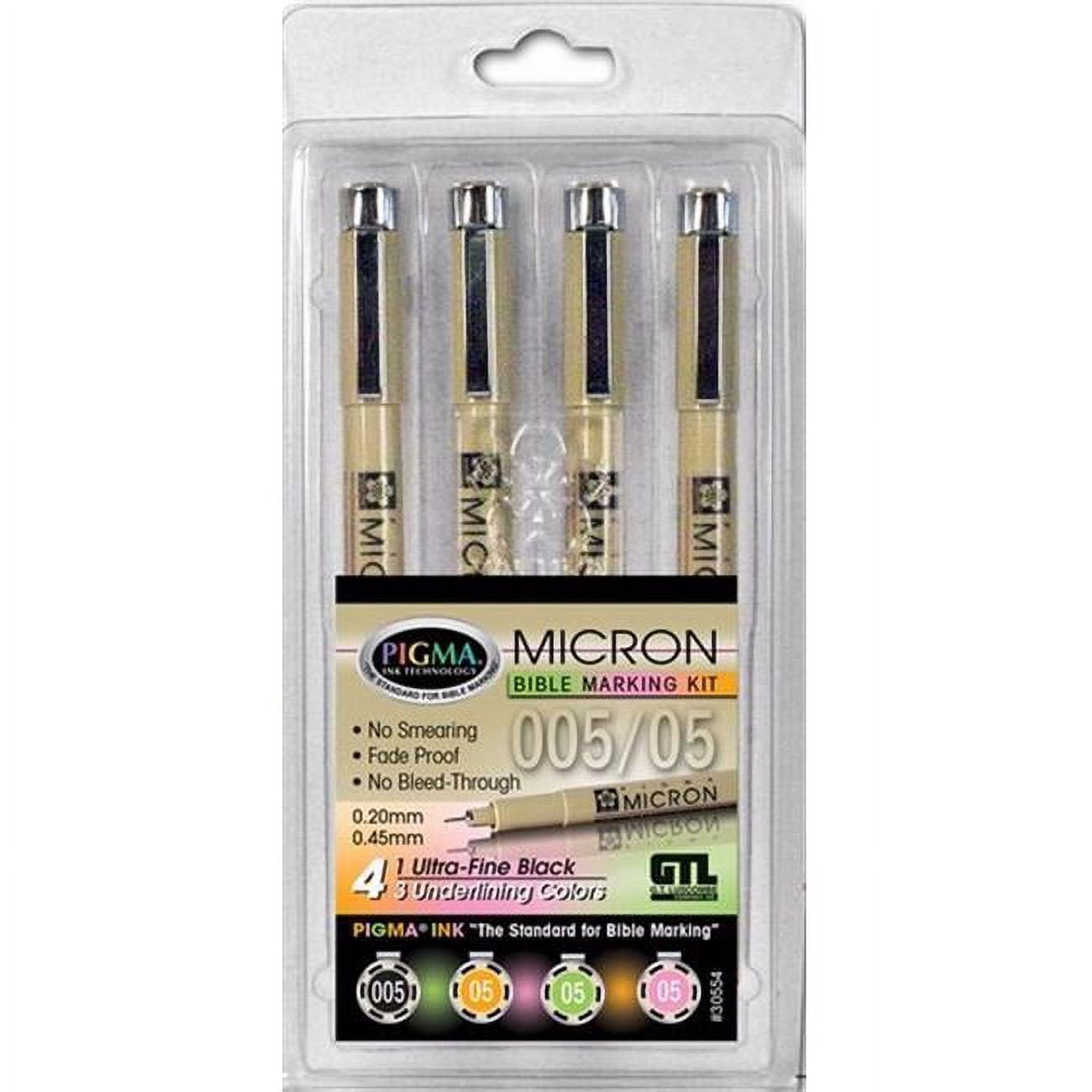 G T Luscombe 161320 Pen Pigma Micron Ultra Fine & Medium Point Bible Note Pen - Set of 4