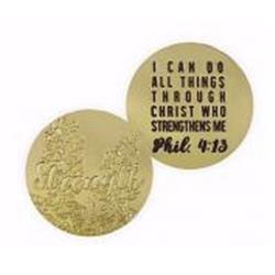 161501 1.25 in. Golden Wisdom-I Can Do All Things-Phil 4isto13 Pocket Token