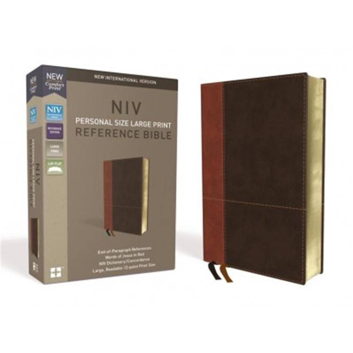 Picture of Zondervan 20035X NIV Large Print Reference Bible-Personal Size Comfort Print - Tan & Brown