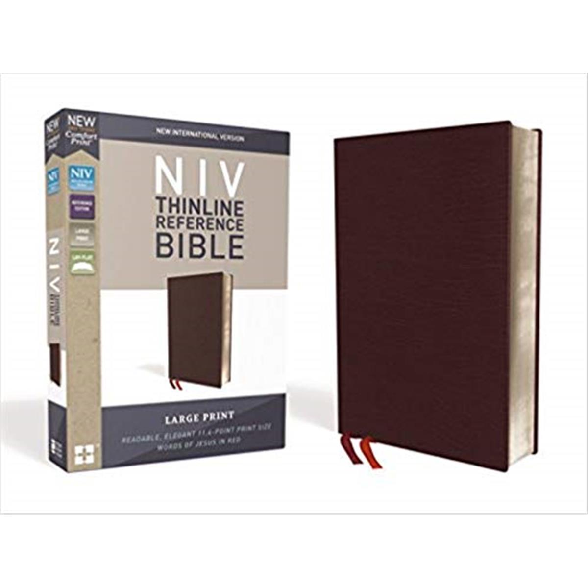 200376 NIV Thinline Reference Bible, Comfort Print - Burgundy Bonded Leather Indexed