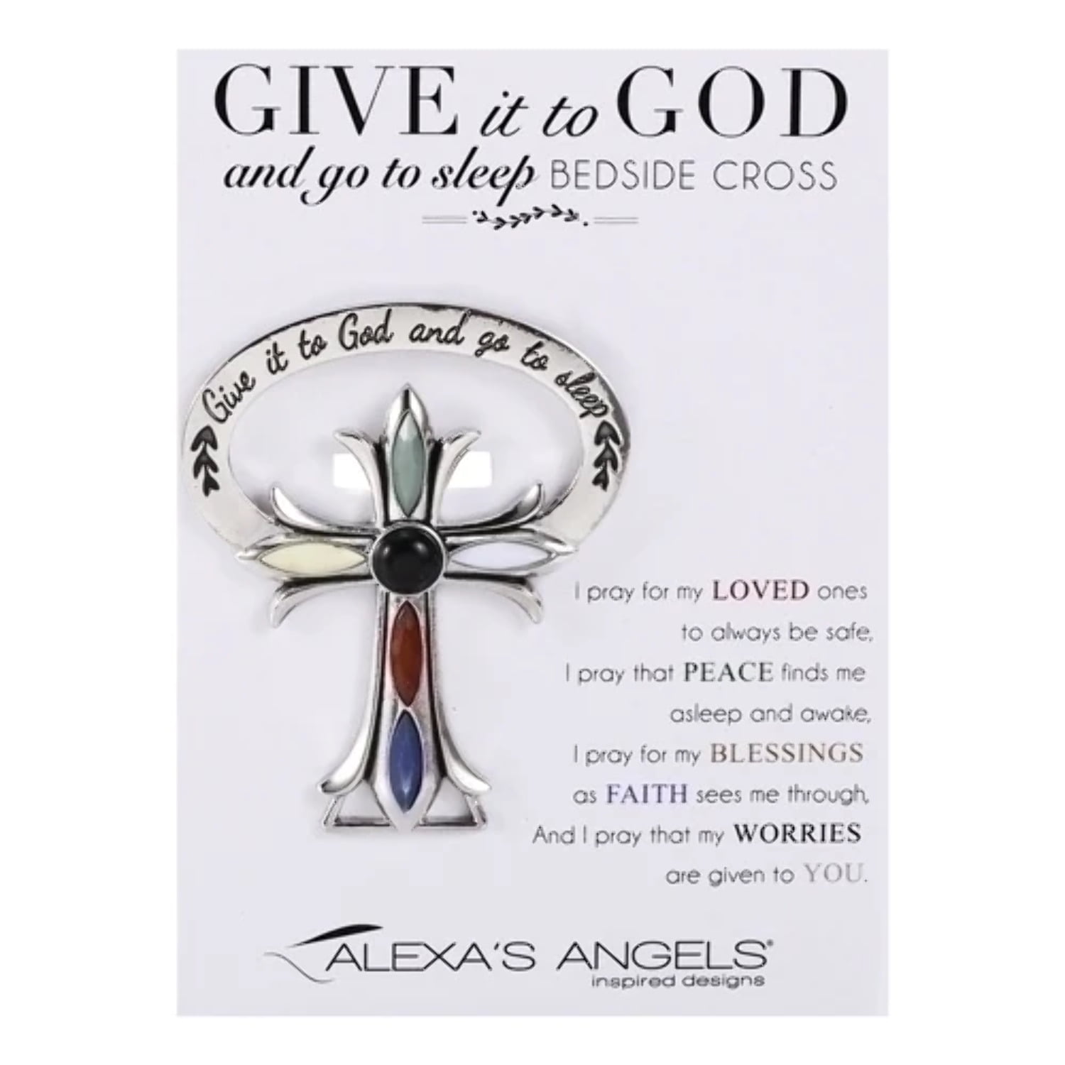 Picture of Alexas Angels 190005 2.5 in. Bedside Cross-Give it to God & Go to Sleep Cross Carded