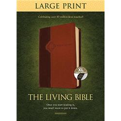 TLB Living Bible - Large Print Brown & Tan TuTone Indexed