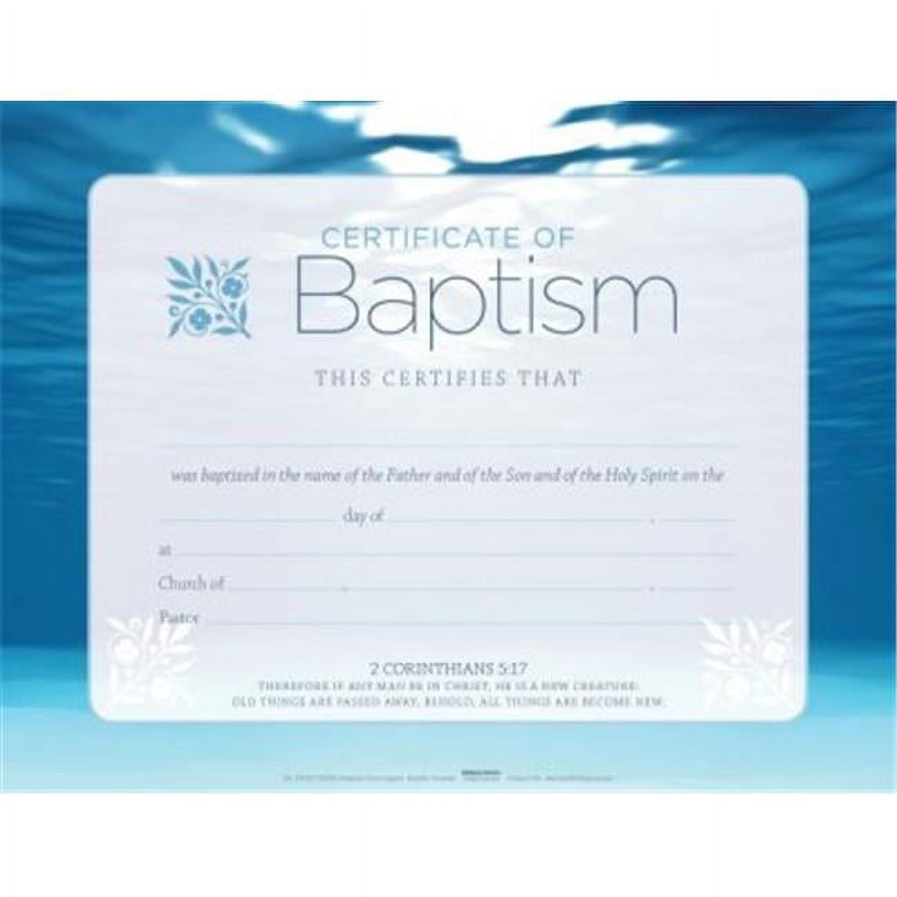 Baptism Blue Certificate - Pack of 6 - 5.5 x 3.5 in.