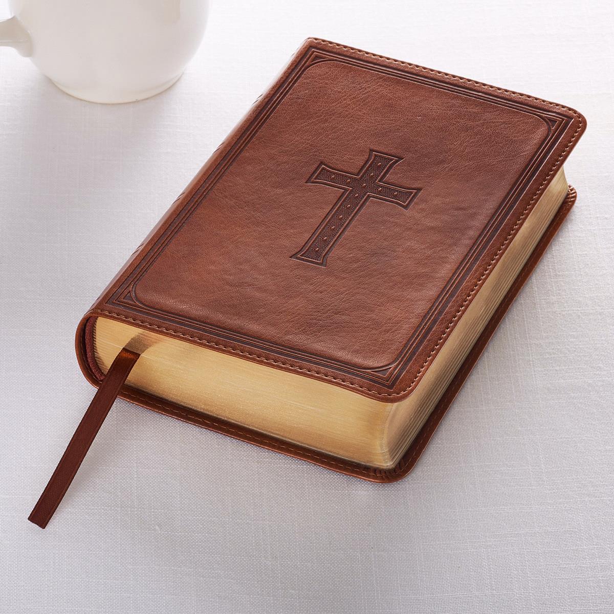 KJV Compact Large Print Bible - Tan Lux Leather