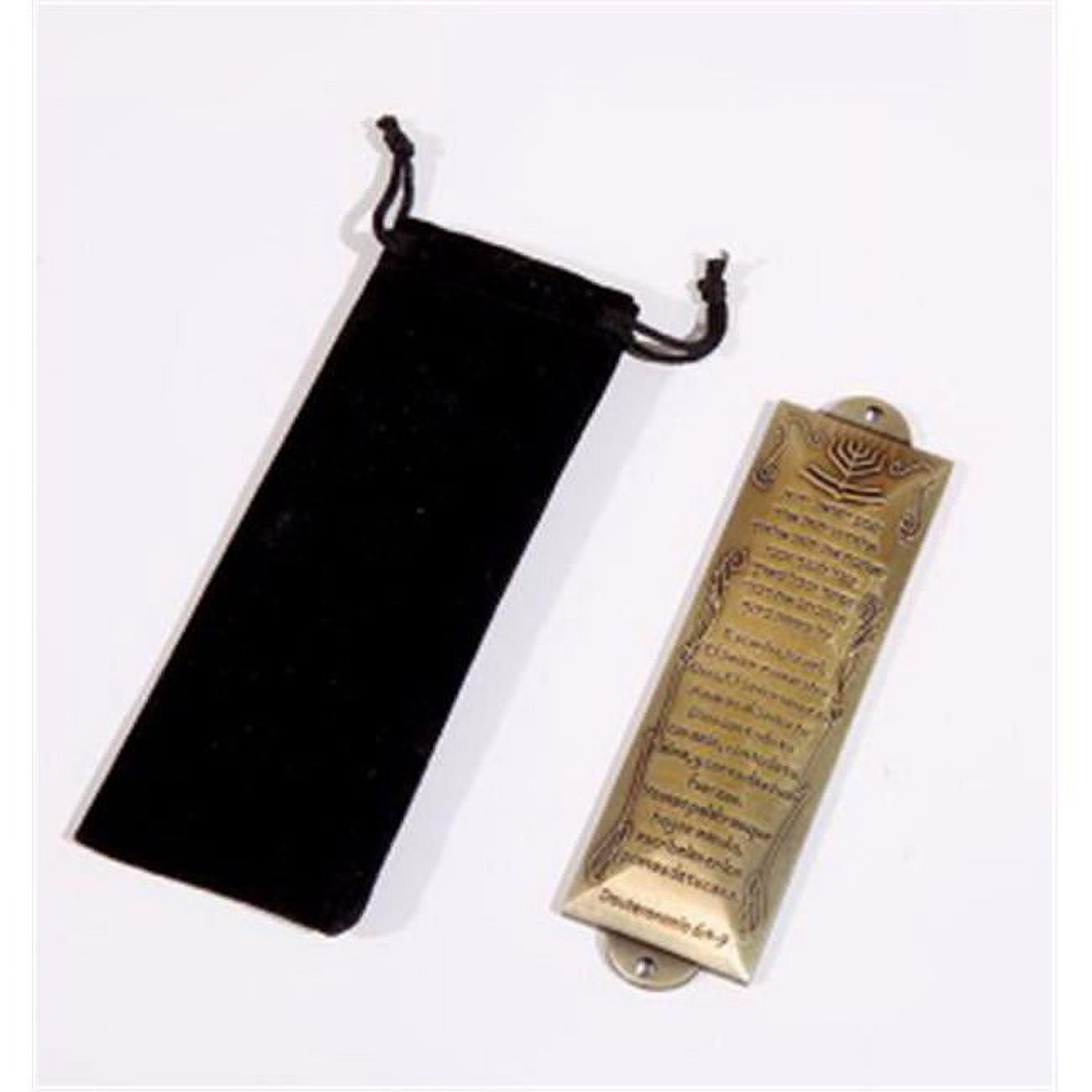 Picture of Holy Land Gifts 144922 5 in. Span - Mezuzah - Shema with Menorah At Top - Brass