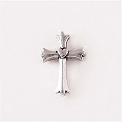 Picture of Bob Siemon Designs 198891 Lapel Pin - Fleur Cross with Heart - Pewter