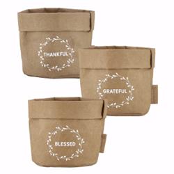 Picture of CB Gift 137002 3.75 x 3 in. Washable Paper Holder - Thankful Grateful Blessed  Natural Kraft 