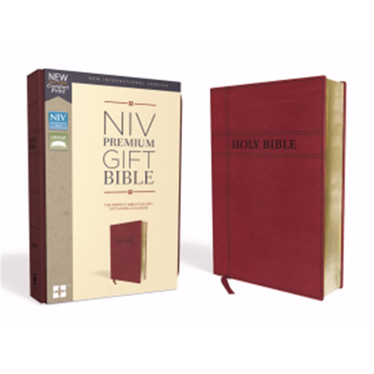 Picture of Zondervan 143975 NIV Premium Gift Bible - Burgundy, Leathersoft