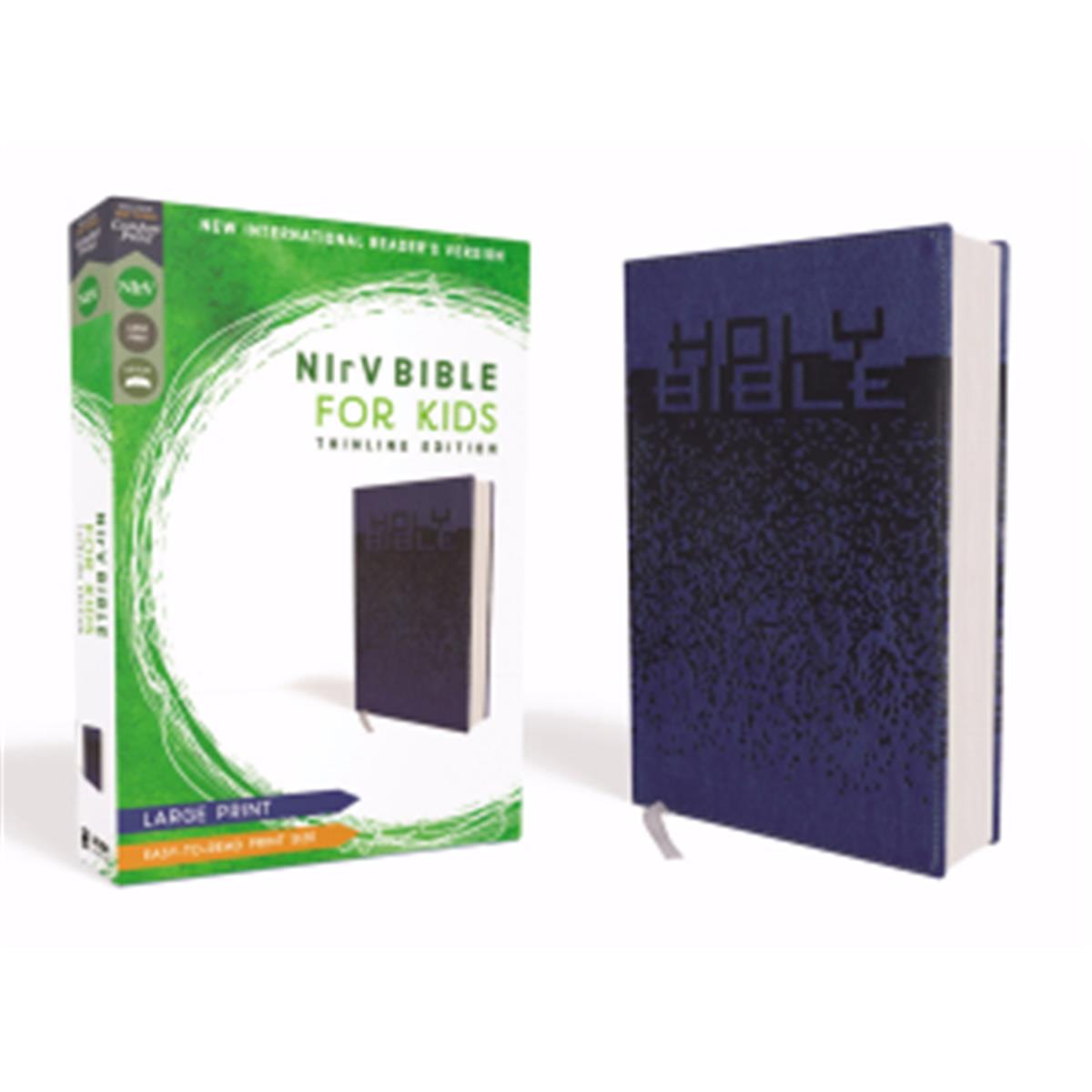 NIrV Bible for Kids & Large Print Blue Leathersoft Book