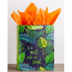 Picture of Dayspring Cards 157567 It is Well Green Leaves Psalm 103-1 Large Gift Bag