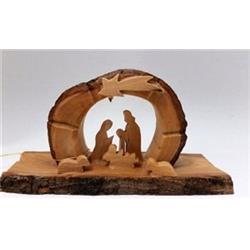 Picture of Earthwood 166765 3 in. Grotto Olive Wood Arched with Holy Family Under Star Nativity Figurine