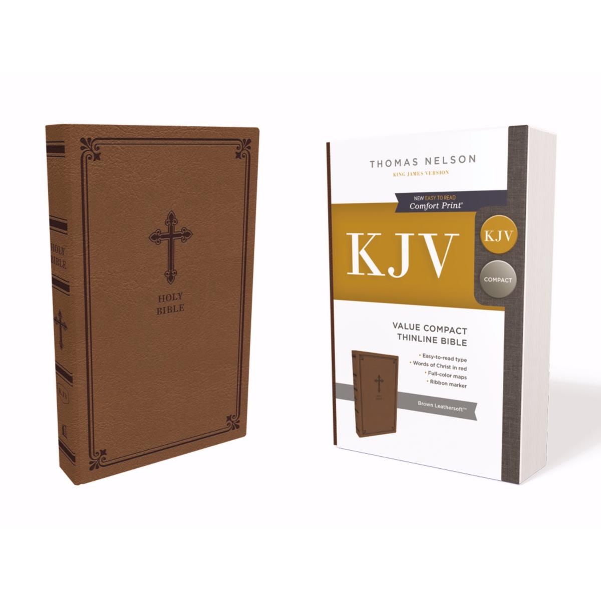 KJV Value Thinline Bible - Compact - Comfort Print, Chestnut Leathersoft