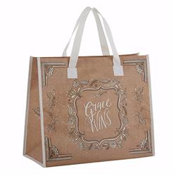 Picture of CB Gift 137143 Full of Joy Grace Wins Nylon Tote Bag  Tan - 16 x 13.25 in. with 7 in. GussetPack of 4