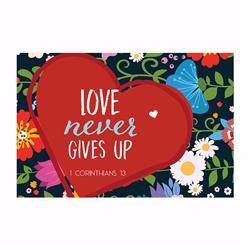 Picture of CB Gift 148945 Love Never Gives Up Pass it on Cards - 3 x 2 in. - Pack of 25