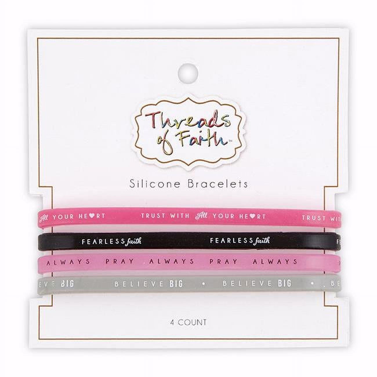 Picture of CB Gift 139347 Silicone Threads of Faith Bracelet Set-Trust  Faith  Pray &amp; Believe - Pack of 6