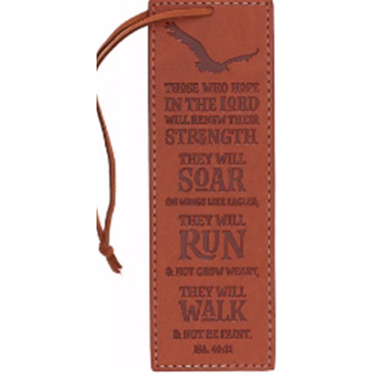 On Wings Like Eagles Pagemarker Luxleather Bookmark, Tan