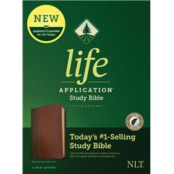 156784 NLT Life Application Study Bible - Third Edition-Red Letter, Brown & Tan Leather Like Indexed