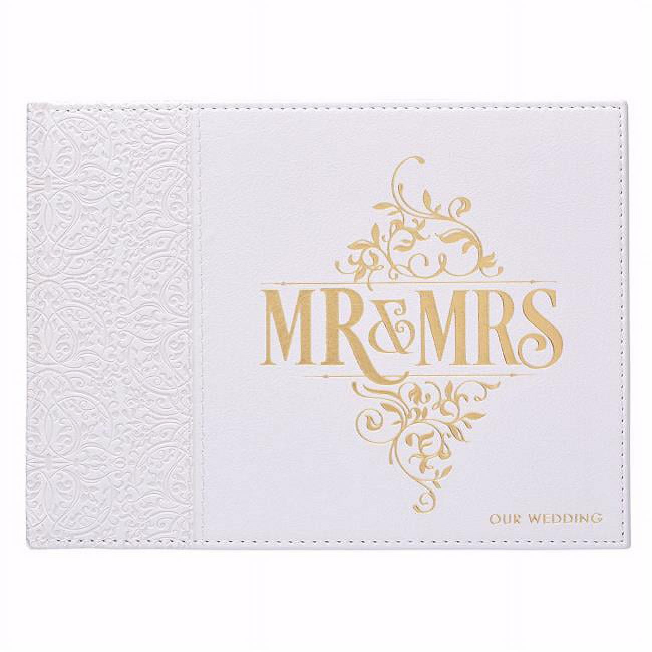 White Luxleather Mr. & Mrs. Wedding Guest Book with Gift Box - 8.25 x 6 in.