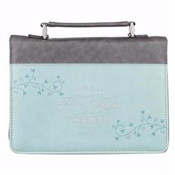 with God All Things Classic Lux Leather Bible Cover, Blue & Purple - Medium