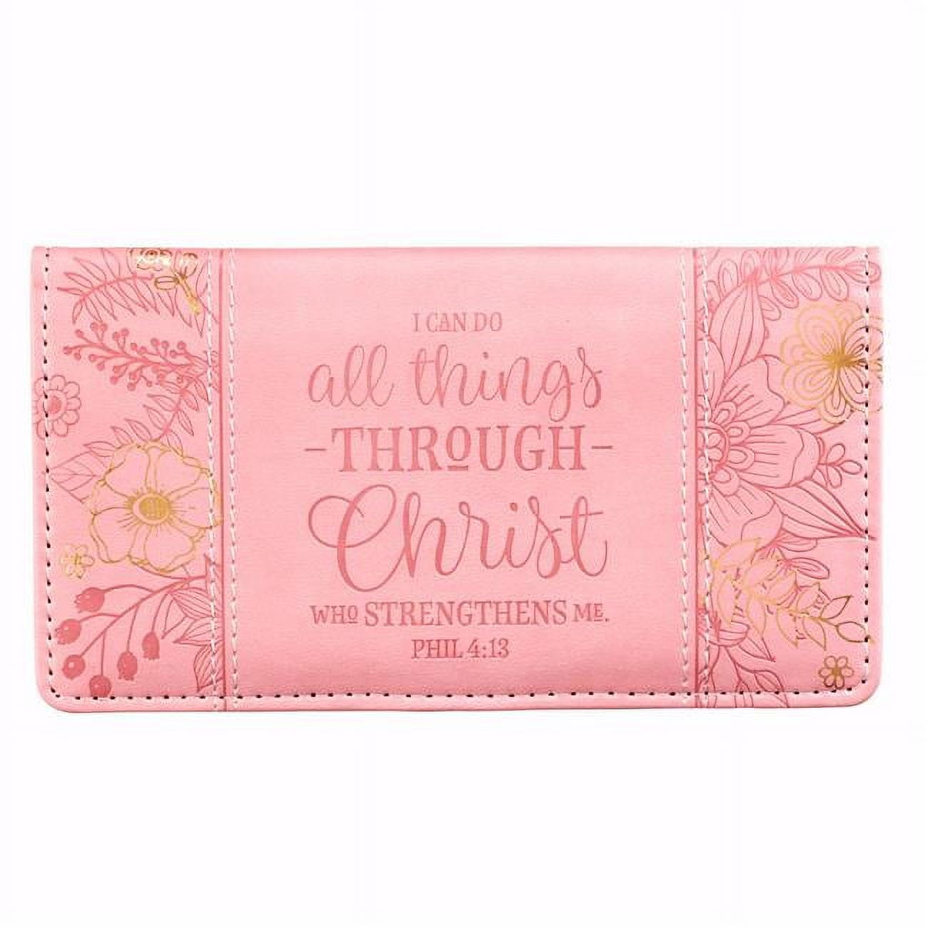 I Can Do All Things Checkbook Cover, Pink Paneled