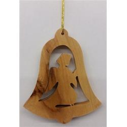 Olive Wood Ornament - Angel in Bell - 3 in.