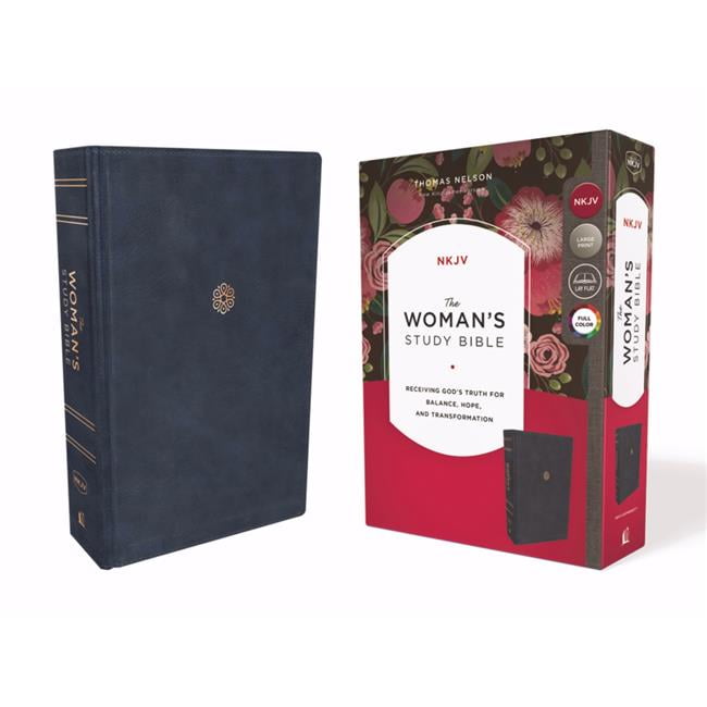 NKJV Womans Study Bible - Full Color, Navy Blue Leathersoft