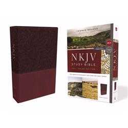 171215 NKJV Study Bible - Full-Color - Comfort Print, Cranberry Leathersoft