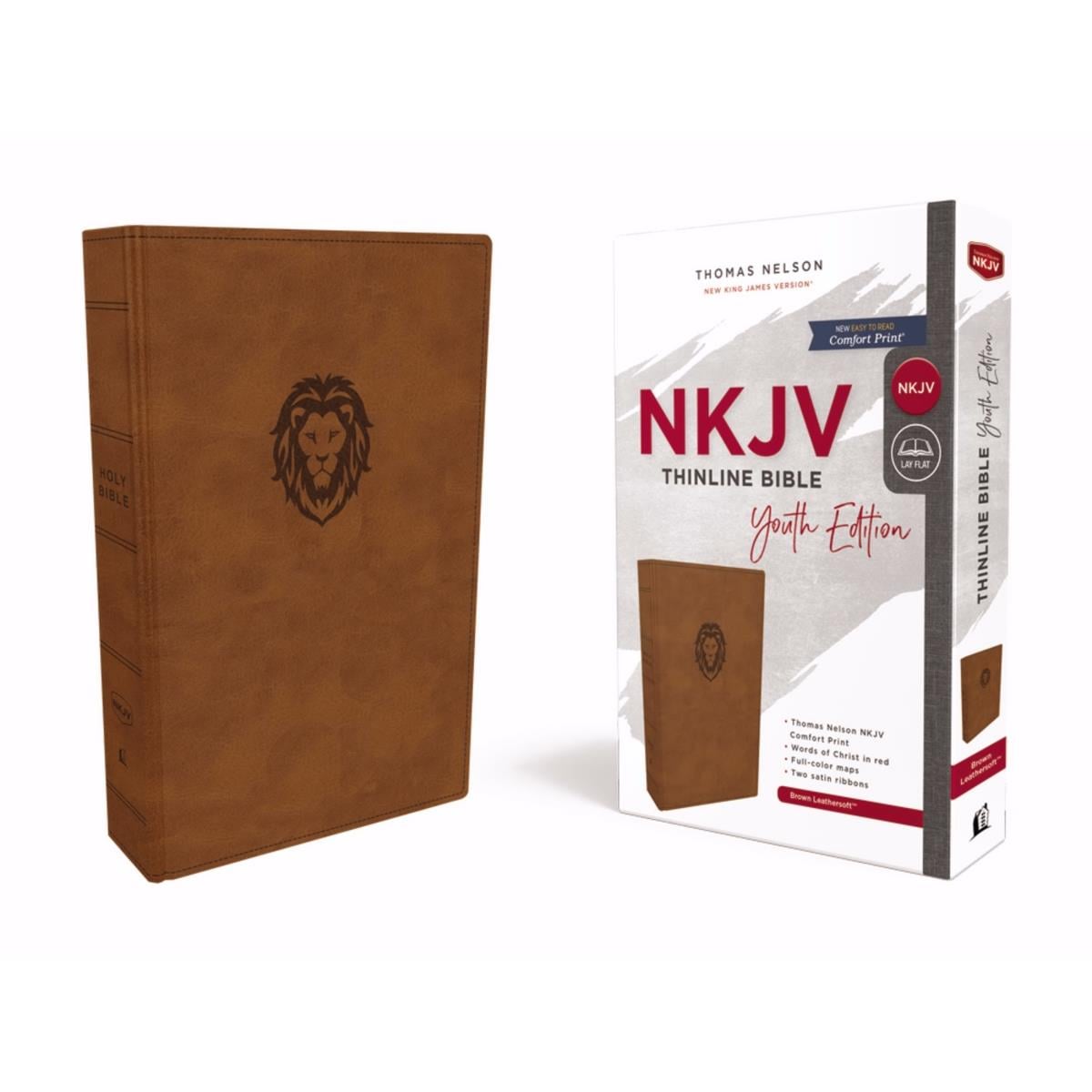 NKJV Thinline Bible - Youth Edition - Comfort Print, Brown Leathersoft