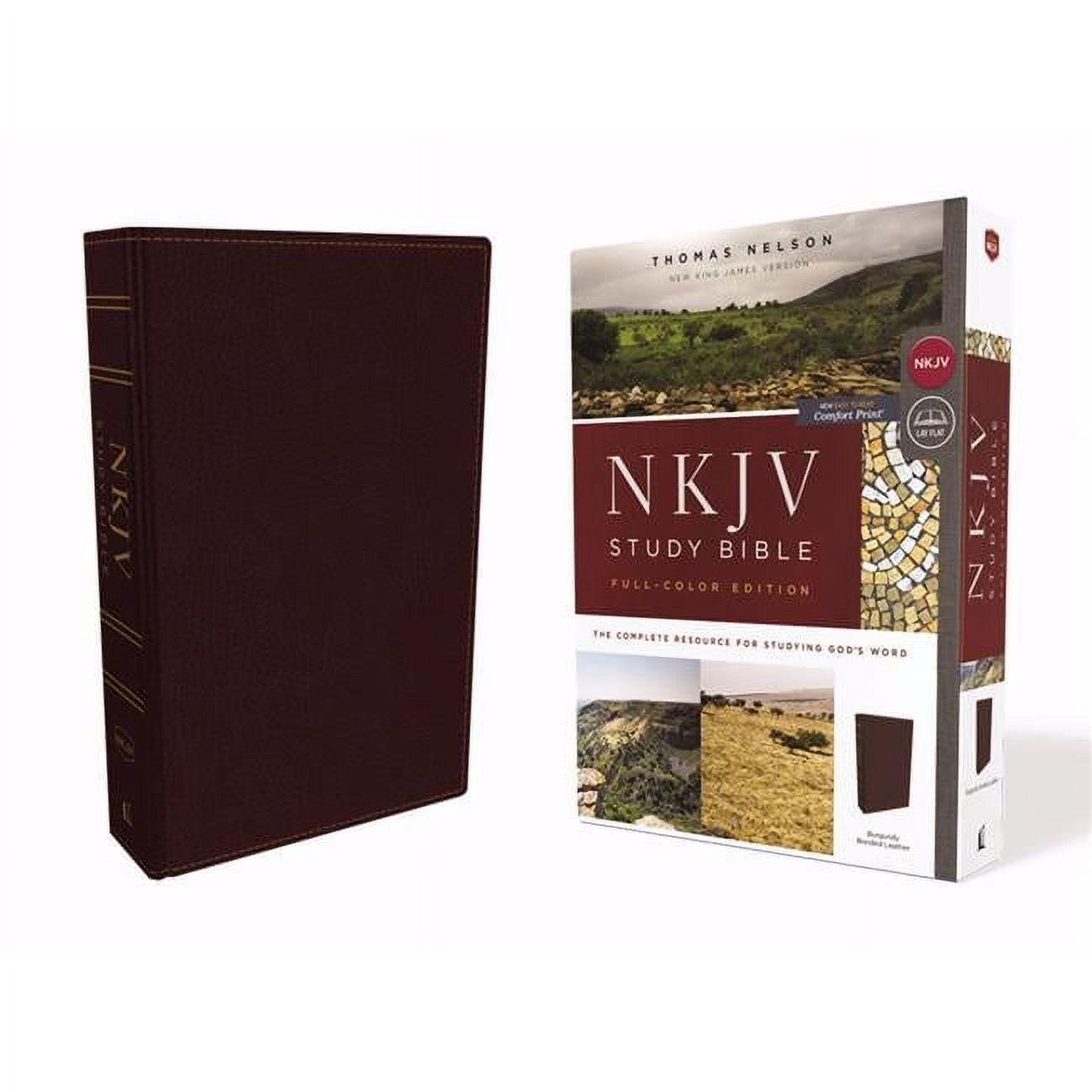 NKJV Study Bible - Full-Color - Comfort Print, Burgundy Bonded Leather