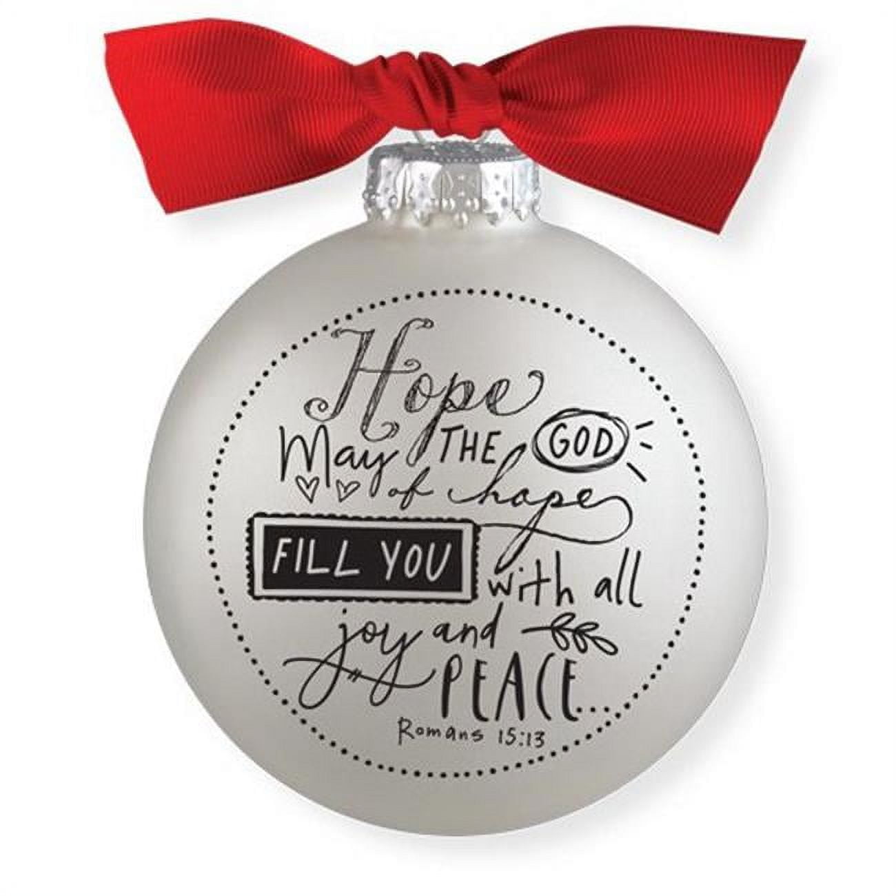 161544 Scripture Ink Hope Ornament, White Bauble with Red Bow - No.